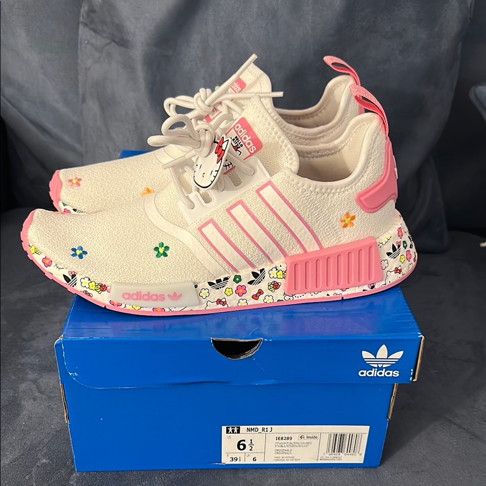Adidas Hello Kitty White and Pink Sneakers